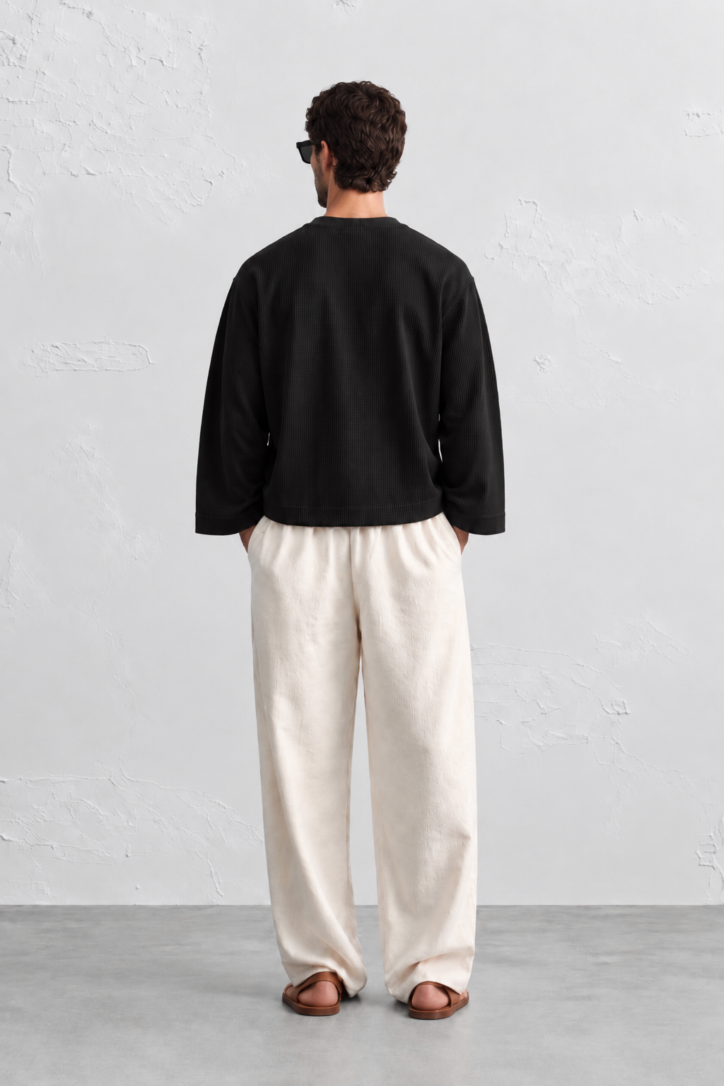 Black Waffle Knit T-shirt