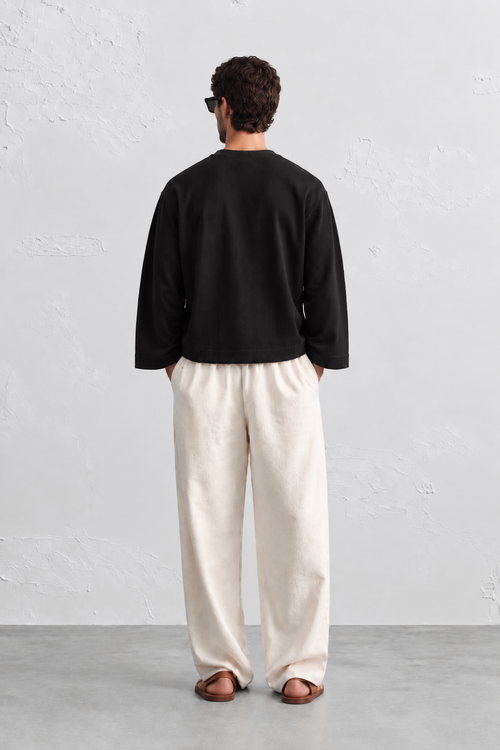 Black Waffle Knit T-shirt